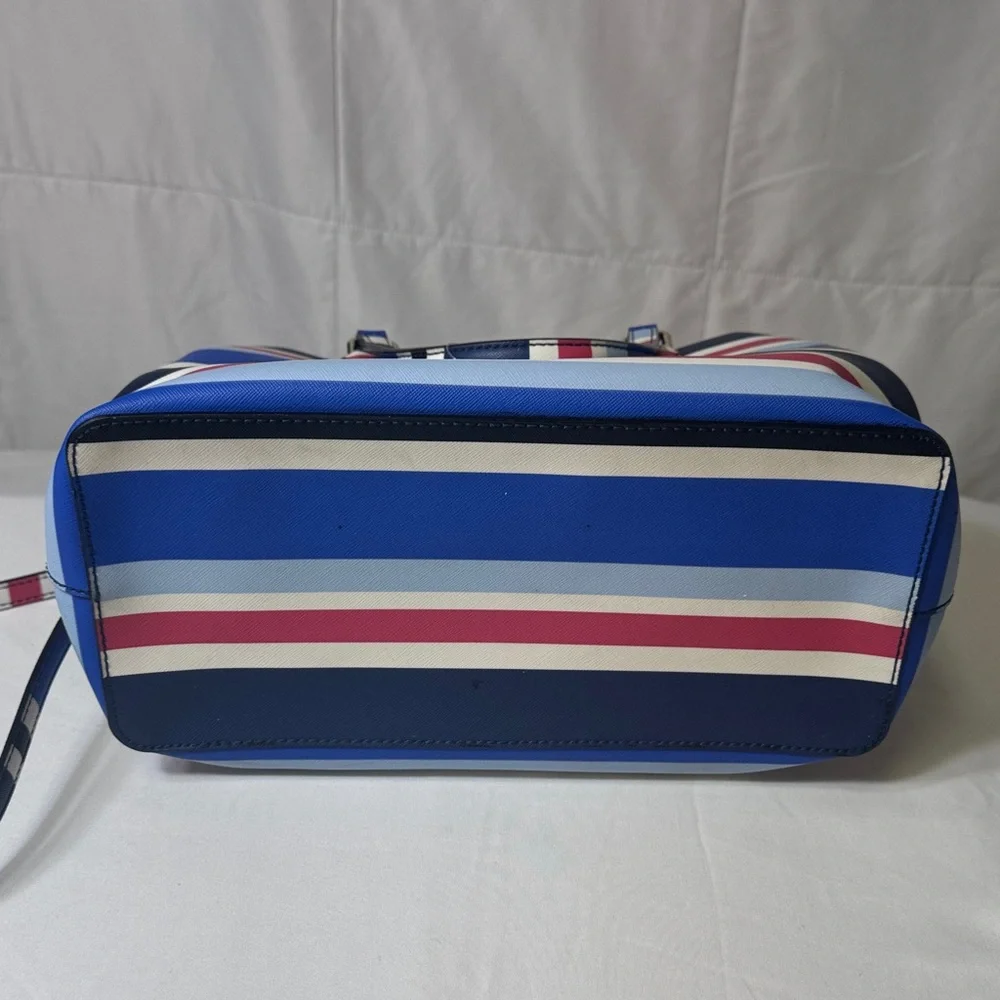 Kate Spade New York Striped Satchel Tote‎ Crossbody Bag Navy Rose White Blue